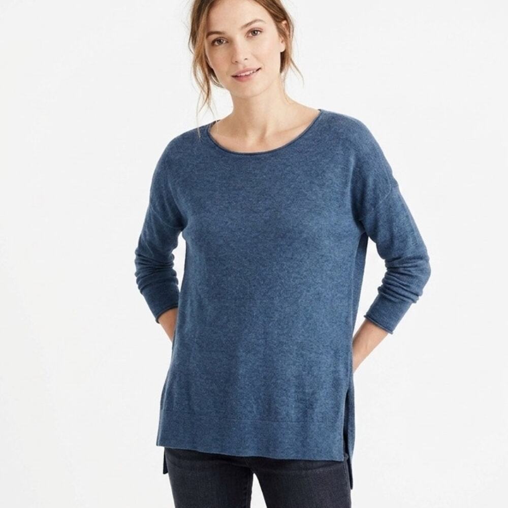 Lou & Grey Women's Shadowstripe Sweater Tunic Size XS Blue Long Sleeve Boat Neck